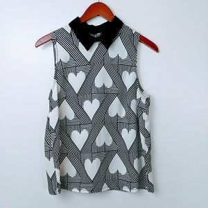 Topshop Geometric Heart Sleeveless Top Sz: 8